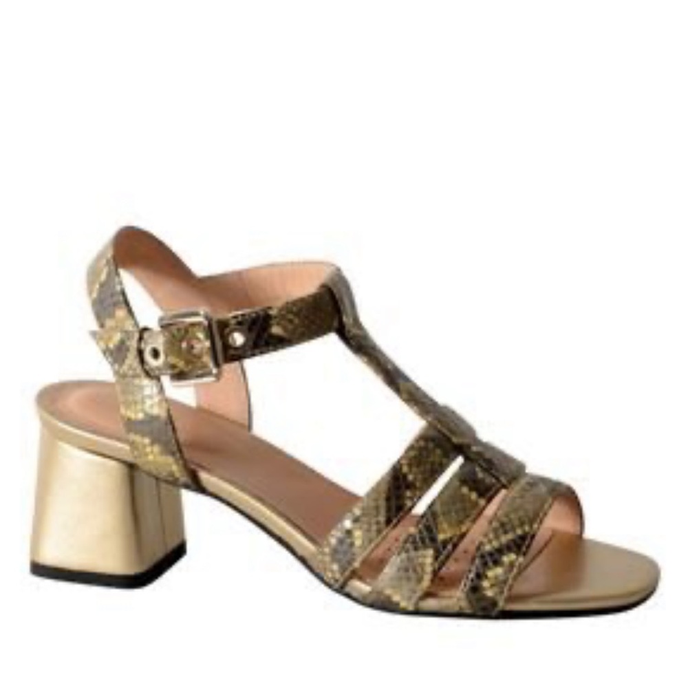 GEOX Gold metallic Snake leather heel Strappy sandals women size EU 41